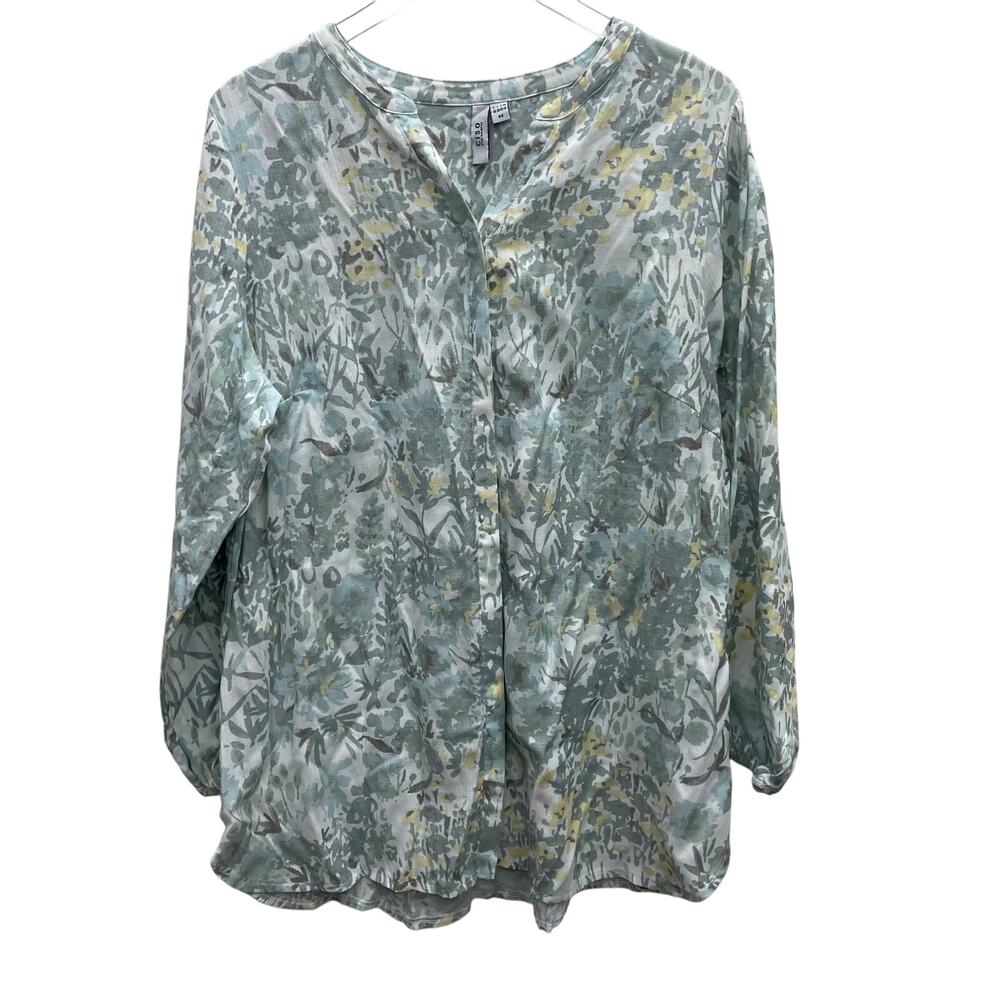 CISO Floral Hidden Button Front Floral Long Sleeve Top Size XL